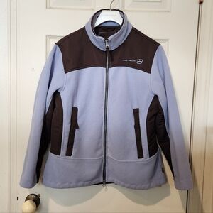 Free country blue and brown jacket with pockets and zipper